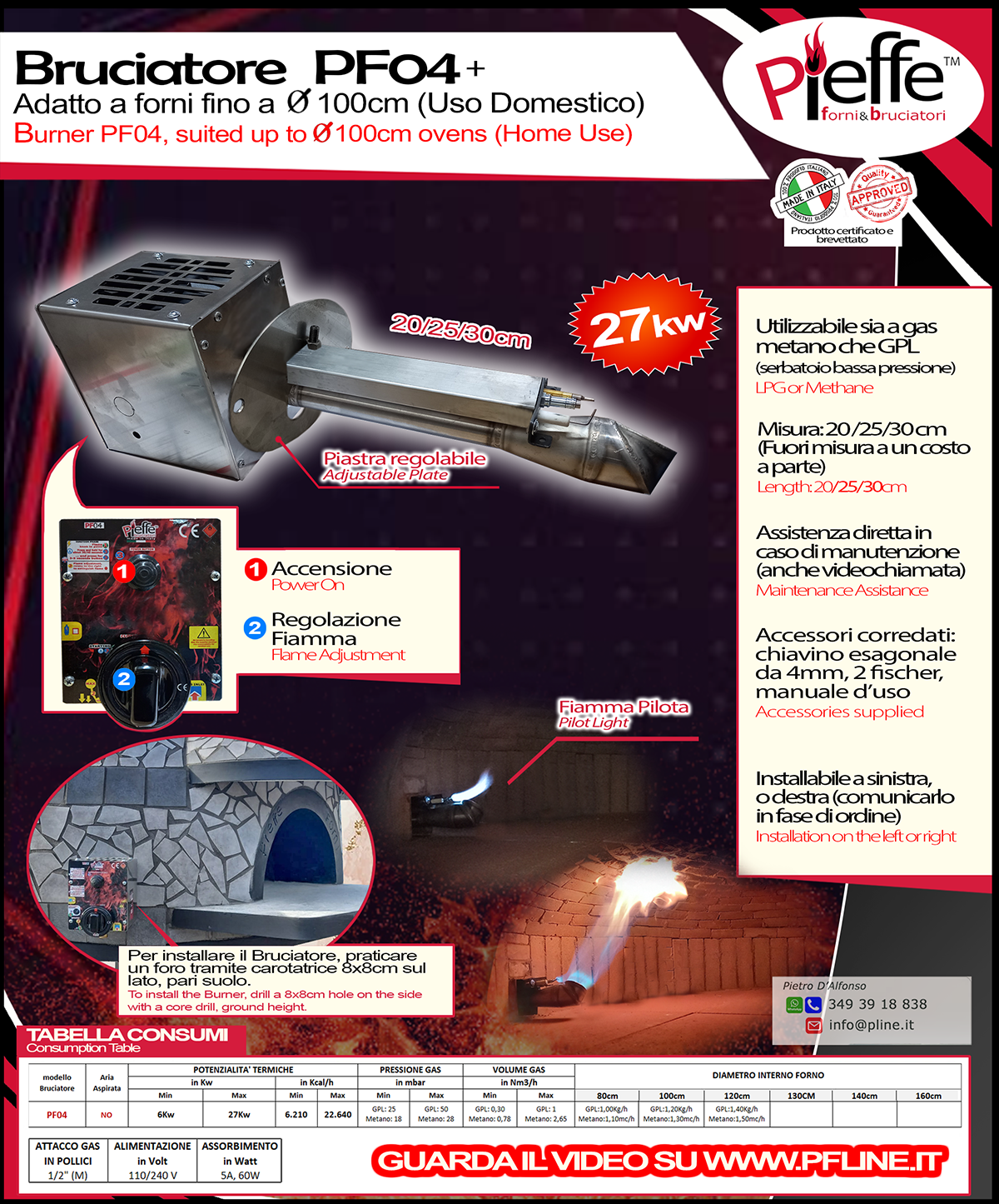 Bruciatore a gas per Forno PF04+ - Pieffe Project